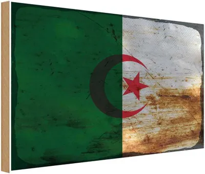 Produktbild von vianmo Holzschild 20x30 cm Algerien Algeria Rost Flagge Fahne Wappen