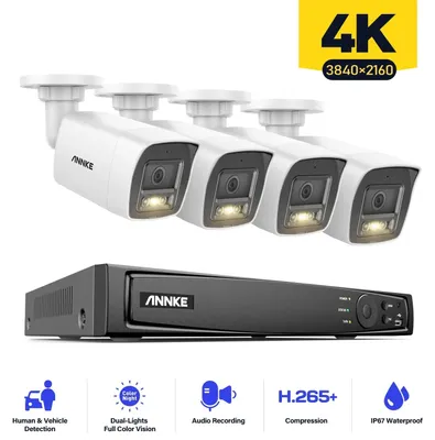 Productafbeelding van PoE Bewakingsset – 4K Beveiligingscamera Set – CCTV Camera Kit met 4 x 8MP en Tweeweg Audio