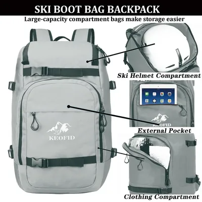 Immagine prodotto di Zaino per sci - 50 litri - Impermeabile - Borsa per snowboard - Per scarponi da sci e attrezzatura