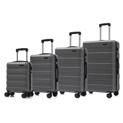 Produktbild von Suitcase Set, Rollkoffer Handgepäck, Kofferset, mit 4 Rollen 360°, Hartschalenreise Zahlenschloss, Weicher Gummigriff (4er Set, S,M,L&XL, Grau)