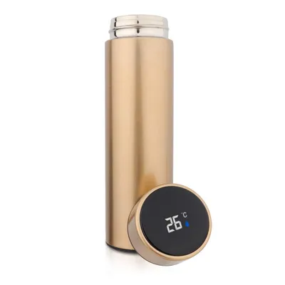 Produktbild von 500ml Thermosflasche, Vakuum Isolierbecher Trinkflasche aus 304 Edelstahl, LED-Touchscreen-Temperaturanzeige, Thermoskanne Wasserflasche Perfekt für Home, Büro, Reise, Sport