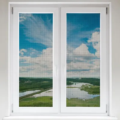 Produktbild von Orion Moskitonetz schwarz Mückenschutz für Fenster, 2 Stück, Polyester, 150x130 cm, 150 g, zuschneidbar, inkl. Klettverschluss & 2x 560 cm Klebeband