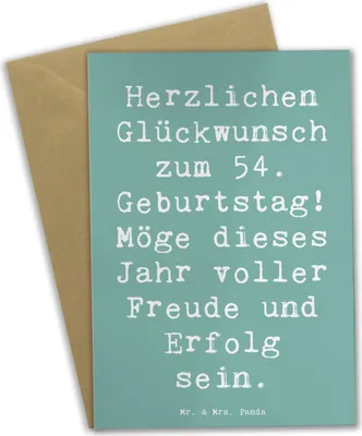 Produktbild von Mr. & Mrs. Panda Grußkarte Spruch 54. Geburtstag Freude Erfolg - Meeresbrise - Geschenk, Meilenstein, Glückwünsche, einladungskarten, Glückwunsch, Klappkarte, Abenteuer