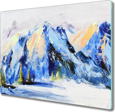 Produktbild von Coloray Küchenbrett Kochplattenabdeckung Hackbrett Schneidebrett Herdabdeckplatte 60x52 cm - Winter Schnee Berge Natur