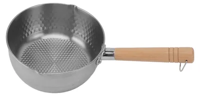 Produktbild von Soßenpfanne, Edelstahl, antihaftbeschichtet, Nudeltopf, vielseitig einsetzbar, elektrisch, zum Kochen mit langem Holzgriff für Suppenmilch, 18 cm