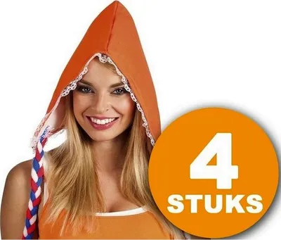Produktbild von Orange Partykleidung | 4 Stück Bauernmütze | Partykleidung WM 2022 | Orange Dekoration Dekorationspaket Niederländische Nationalmannschaft Orange Paket