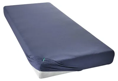 Immagine prodotto di Lenzuolo con angoli «Berlin» Lenzuolo LxL+H 180x200+30 cm Blu scuro Microsatin Delicato sulla pelle Per letti boxspring Materassi fino a 30 cm di altezza 202092