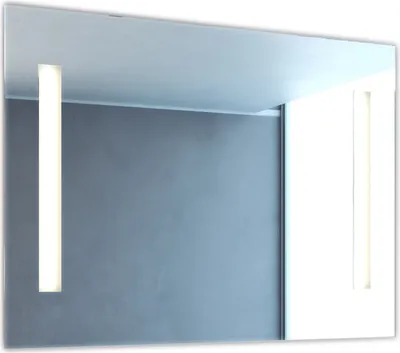 A mirror with integrated LED lighting.