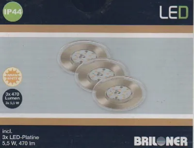 Produktbild von Briloner LED Einbauleuchten in Matt-nickel 3er-Set | IP44 4,5W 470LM 3000K Ø8CM