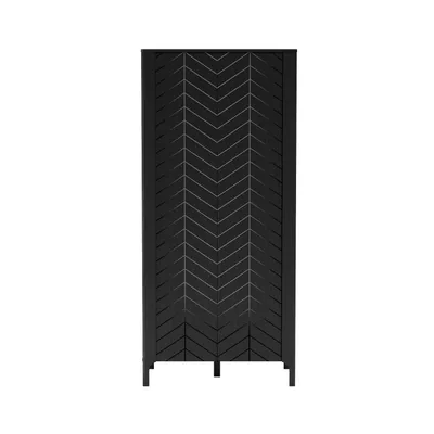 Zdjęcie produktu dla MINIO go for it, szafa "MONZA" 90 cm, dwoje drzwi, pięć półek, jeden drążek na ubrania, czarna