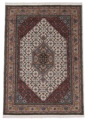 Produktbild von Bidjar Teppich Creme 70x140 cm | Handgeknüpfter Teppich für Wohn- und Schlafzimmer