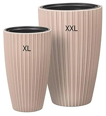 Produktbild von Famanu Dekorativer Runder Blumentopf mit Herausnehmbaren Einsätzen - Set von 2 XXL+XL (Taupe)
