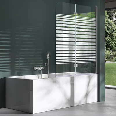 Produktbild von Mai & Mai Duschwand für Badewanne Faltwand 180° Sicherheitsglas mit NANO-Versiegelung 120x140cm Duschabtrennung Badewannenaufsatz teilsatiniert
