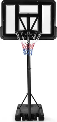 Image de Panier de basket - Support portable et amovible - Réglable en hauteur de 1,28 à 3,05 m - Intérieur/extérieur - Pour l'entraînement et le jeu - Noir