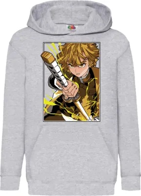 Produktbild von Kinder Kapuzenpullover Japan Manga Comics Anime Demon Anime Slayer Zenitsu Agatsuma Var-025 Agatsuma Lightstorm, 12-13 Jahr - 152 / Grau