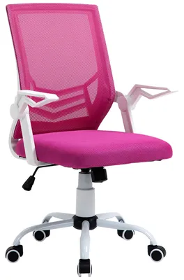 Immagine prodotto di Vinsetto Sedia Da Ufficio Ergonomica Con Braccioli E Supporto Lombare, Poltrona Ufficio Girevole E Altezza Regolabile In Tessuto Rosa