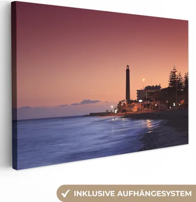 Produktbild von OneMillionCanvasses® - Leinwandbilder - 150x100 cm, Der Leuchtturm von Maspalomas auf Gran Canaria, Wandbilder Kunstdruck Wanddekoration