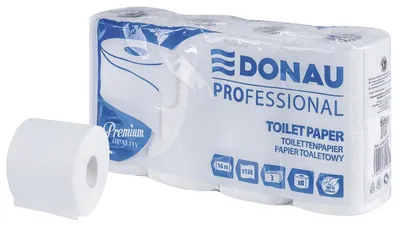 Zdjęcie produktu dla DONAU PROFESSIONAL, papier toaletowy z celulozy, 3-warstwowy, 150 arkuszy x 8 rolek