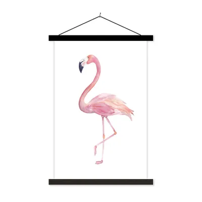 Produktbild von MuchoWow® Textilposter Aquarell - Flamingo - Rosa 40x60 cm mit schwarzem Rahmen - Wanddekorationen