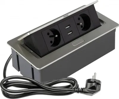 Obrázok produktu pre GTV Zásuvka výklopná 2x230+USB (50089) GTV-PBSU+USB strieborná