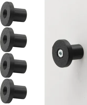 Produktbild von 4x Garderobenhaken Rundhaken Kleiderhaken Universal Wandhaken Halter Mantelhaken Schwarz