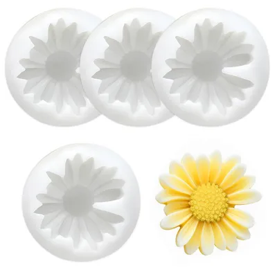 Immagine prodotto di Stampi in silicone per colata, a forma di fiori, confezione da 4 pezzi, ideali per la realizzazione di candele, saponi, dolci e altri progetti fai-da-te