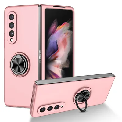 Obrázek produktu pro Tenké tvrdé PC pouzdro pro Samsung Galaxy Z Fold 3 5G, s prstencovým stojánkem Růžový