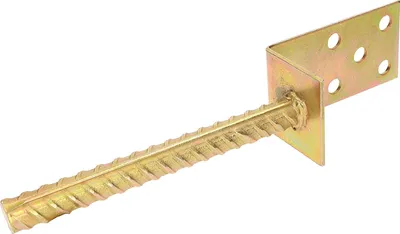 A single metal post anchor bracket with a rebar-like spike, shown against a white background.