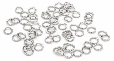 Produktbild von Vintageparts Biegeringe 304 Edelstahl platinfarben 5mm Binderinge 50 Stück