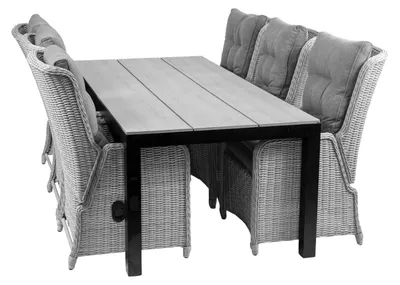 Produktbild von 7-teiliges Gartenset | 6 verstellbare Gartenstühle Dublin | Gartentisch Limasol 225 cm