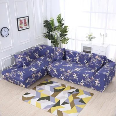 Produktbild von ele ELEOPTION L-förmige Stretch-Sofabezüge, Sofabezüge Sofaschutz Polyester-Couchbezug Elasthan-Stoff Weiche, rutschfeste, lange, gerade 3-Sitzer-Sofabezug, Marineblau