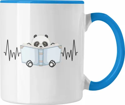 Produktbild von Trendation - Lesen Bücher Herzschlag Tasse Geschenk für Leseratte Bücherwurm Hobby Geschenkidee (Blau)