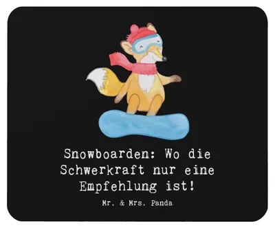 Produktbild von Mr. & Mrs. Panda Mauspad Snowboarden Freiheit - Schwarz - Geschenk, computer, Wintersport, pc, laptop mousepad, Sport, Sportler Geschenke, Snowboard-Fans, Sportart