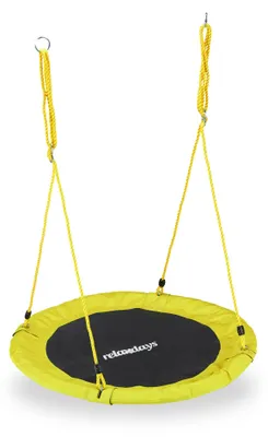 Obrázek produktu pro Houpací síť Relaxdays, kulatá, pro děti i dospělé, nastavitelná, Ø 90 cm, zahradní houpací síť, nosnost do 100 kg, žlutá