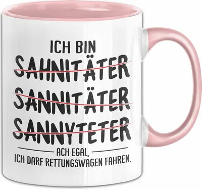 Produktbild von Sanitäter Geschenk Tasse Rettungsdienst Rettungssanitäter Lustiger Spruch Rettungswagen Notfallsanitäter Krankenwagen Kaffee-Becher (Rosa)