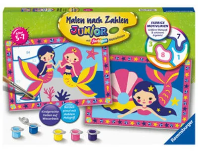 Immagine prodotto di Ravensburger Malen nach Zahlen Junior Bezaubernde Meerjungfrauen, Malset, Malvorlage, Malen, 23753
