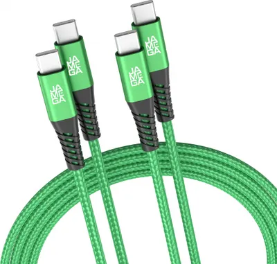 Produktbild von USB-C zu USB-C Kabel 480mbps 60W mit Metall Stecker Robustes Kabel in Grün 2m 2er Set