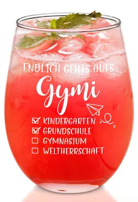 Wijnglas mit Gravur „Endlich aufs Gymmi“ – 400 ml Geschenk