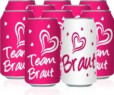 Produktbild von Oblique Unique Braut + Team Braut Dosen Flaschen Sticker 10 Stk JGA Etiketten Aufkleber