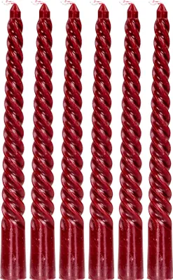 Produktbild von 6er Set Rote Kerzen Gedreht H20cm Stabkerzen Tafelkerzen Spiralkerzen Tischdeko