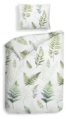 Productafbeelding van Heckettlane dekbedovertrek - 155x220 cm – 100% katoenen flanel – Hoogwaardige beddengoed met motief – Zacht – Ademend en huidvriendelijk – Inclusief kussensloop van 80x80 cm – Wit