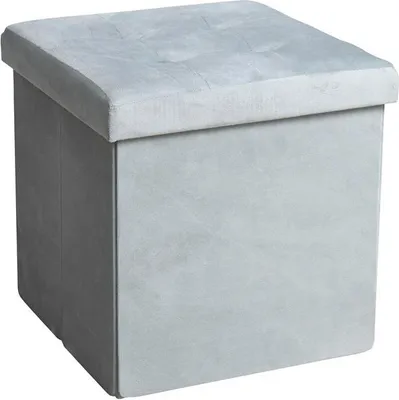 Produktbild von Faltbarer Sitzhocker Fußhocker Hocker Aufbewahrungsbox Sitzwürfel Box Hellgrau