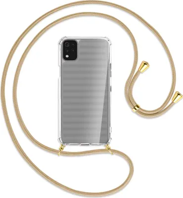 Produktbild von Handykette Backcover-Schutzhülle mit Band (Metall goldfarben) für LG K42 LM-K420 - caramel