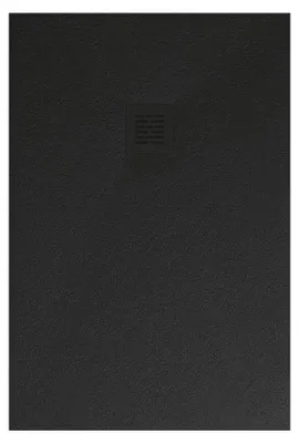 Produktbild von Mineralguss-Duschwanne extra flach SIERRA Schieferoptik Schwarz 100x160 cm  Auslaufschutz in Farbe