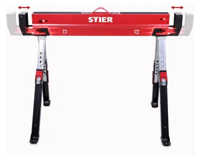 Produktbild von STIER 2x Premium Klapp-Sägebock höhenverstellbar mit Spannmodul 590 kg 2 Stk