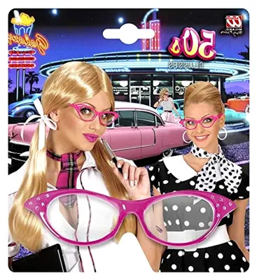 Produktbild von 50er Jahre Brille in Pink mit Strasssteinen für Karneval und Mottopartys