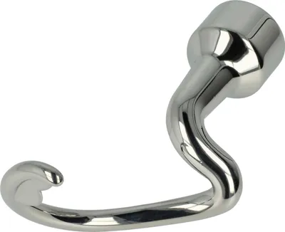 A shiny metal kitchen appliance accessory on a white background.