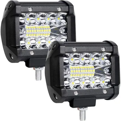 Zdjęcie produktu dla Reflektor roboczy LED 12 V, 60 W – 6500 K – wodoodporny – o skupionym strumieniu światła – z światłem cofania – do samochodów, traktorów, samochodów terenowych, quadów