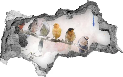 Produktbild von Selbstklebender Loch-3D-Aufkleber 95x73 cm Vögel auf einem Ast