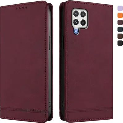 Obrázek produktu pro Pouzdro pro Samsung Galaxy A22 4G, retroPolyuretankožené flip pouzdro s stojánkem a přihrádkami na karty Červený